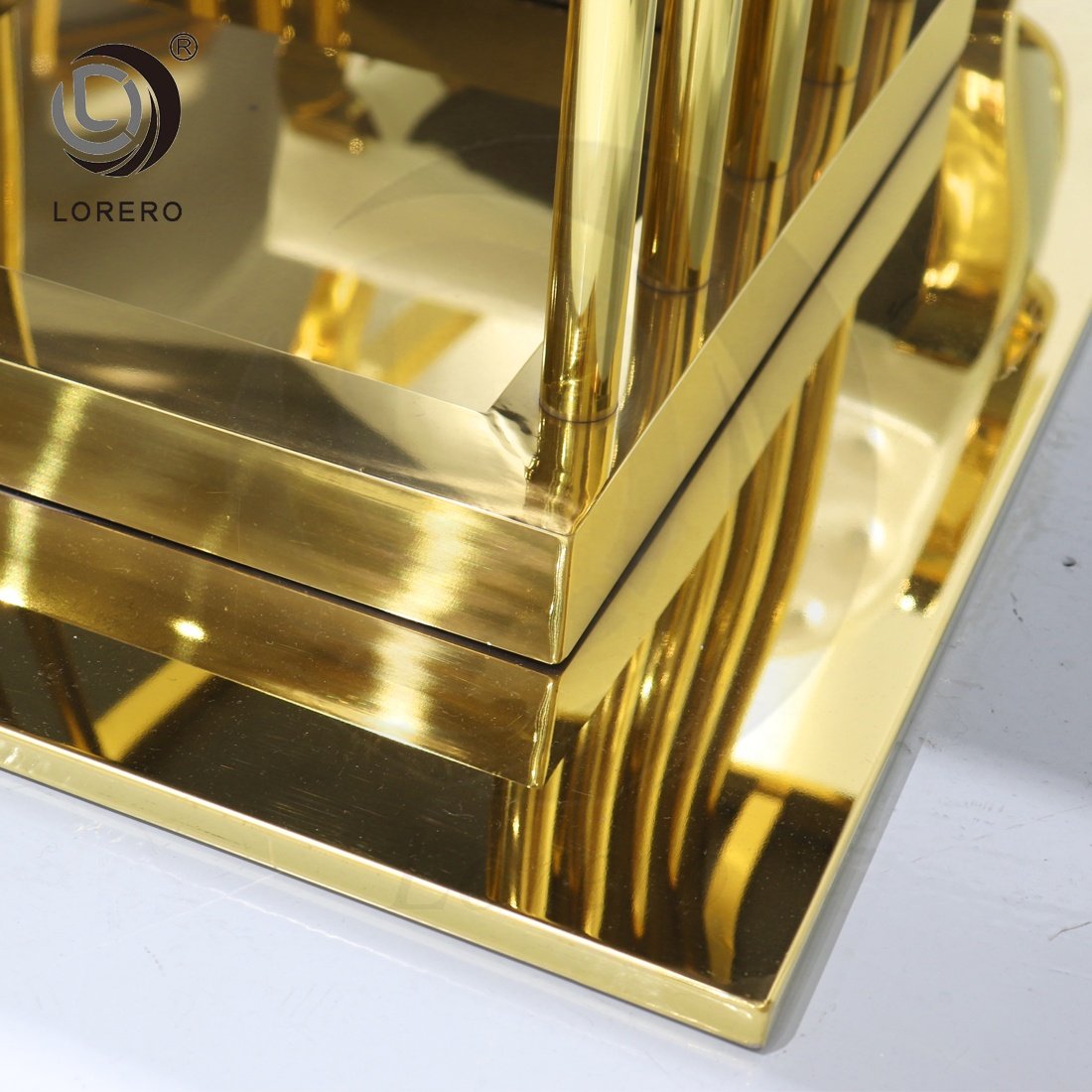 Fashionable gold Stainless Steel square Banquet dining wedding table