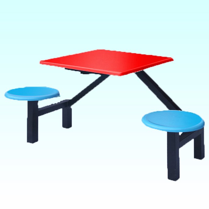 Fibreglass 2-Seater Foodcourt Canteen Table Set Lower Priced without Back Rest for School Canteen and Restaurant Use