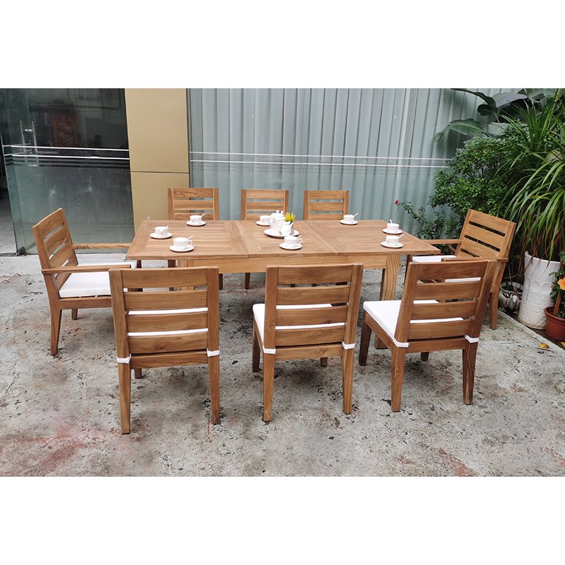 Wholesale Custom Modern Garden Retractable Extension Solid Wood Square Patio Outdoor Table