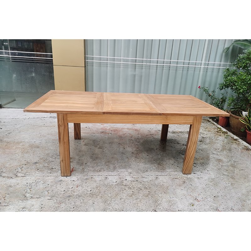 Wholesale Custom Modern Garden Retractable Extension Solid Wood Square Patio Outdoor Table