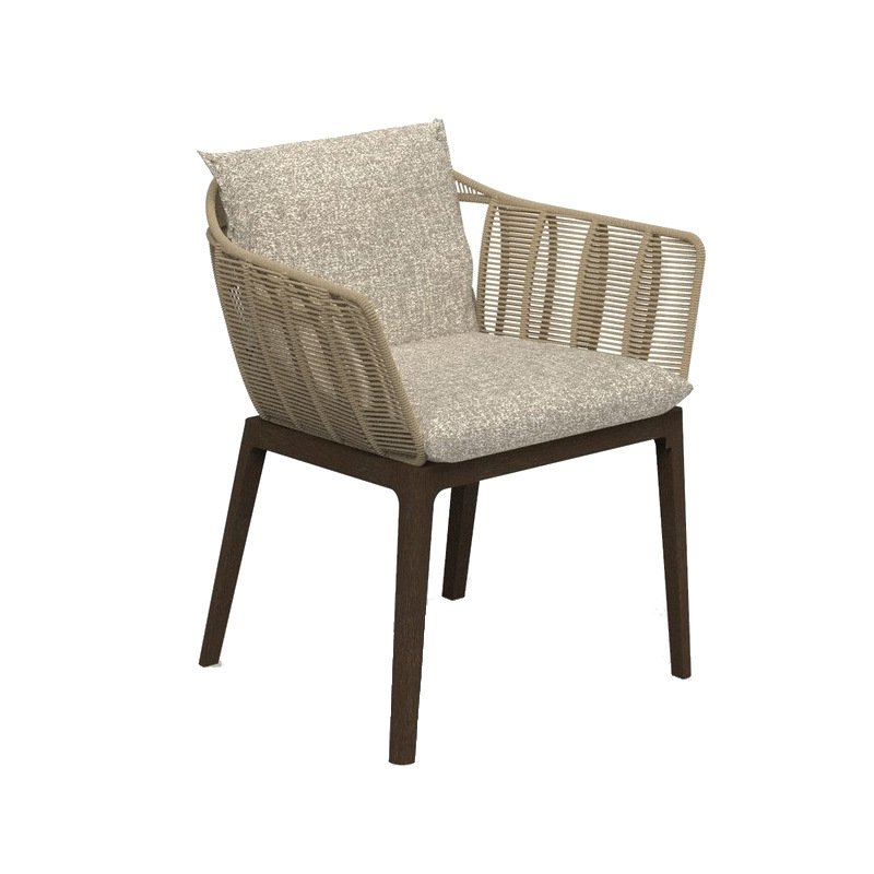 Anti-corrosive Rock Plate High-End Dining Table and Chairs for Outdoor Garden Villa Rope Braided Teak Furniture Combination