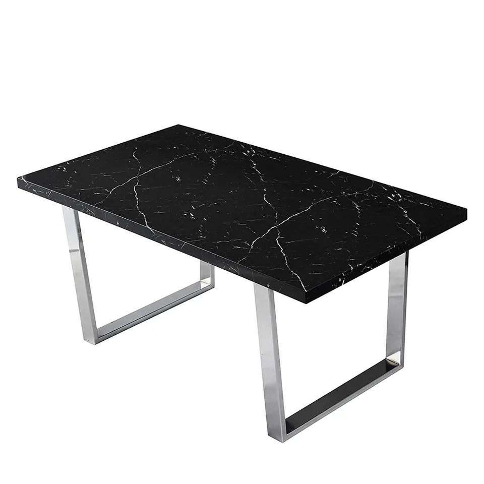 New style dining table set 4 seater blue velvet fabric chairs kitchen furniture contemporary MDF dining table sets