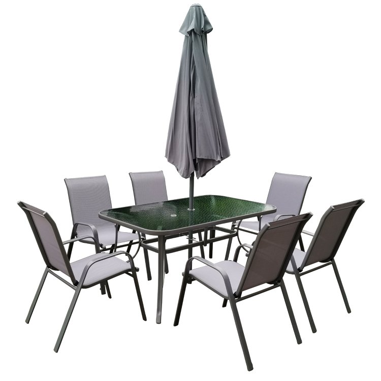 High Quality 7pcs Steel Dining Table Set for Garden Patio Bedroom Park-Wholesale Outdoor Furniture