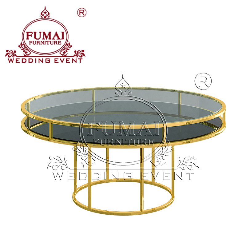 Luxury Restaurant Furniture Set Dining Room 8 Chairs Round Glass Dining Tables