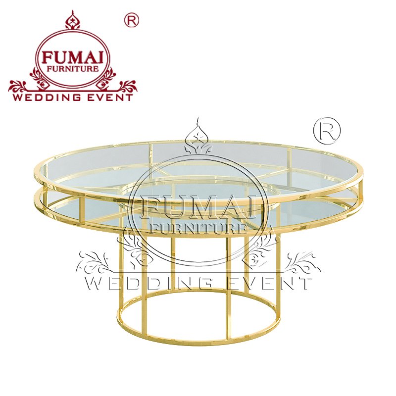 Luxury Restaurant Furniture Set Dining Room 8 Chairs Round Glass Dining Tables