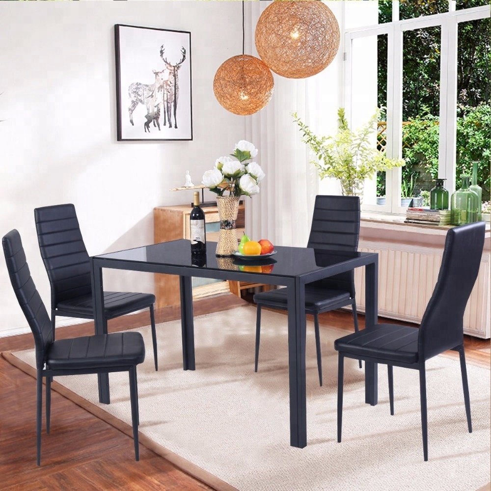 Classical Dining Table Set with Black Color for Home Used