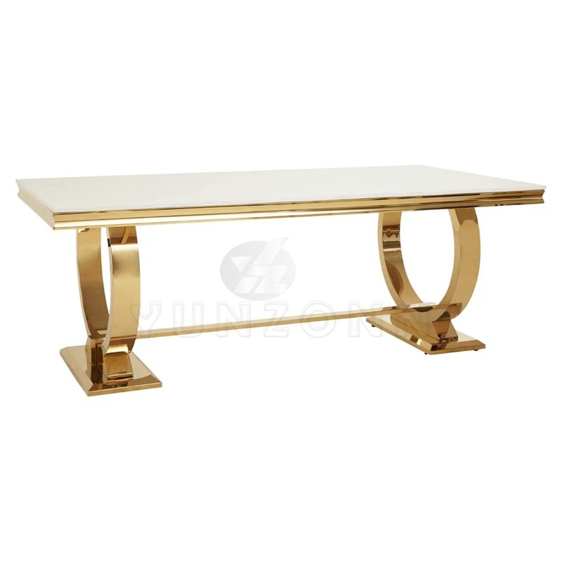 Modern Stainless Steel Marble Dining Table Set with Leather Chairs for Kitchen Hotel or Home Elegant Dining Room Furniture