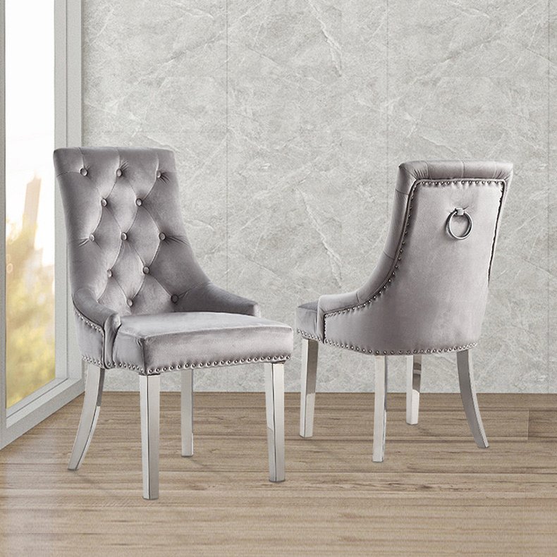 Modern luxury marble sliver metal dining tables and chairs set 8 seater people dining table set for home living room furniture