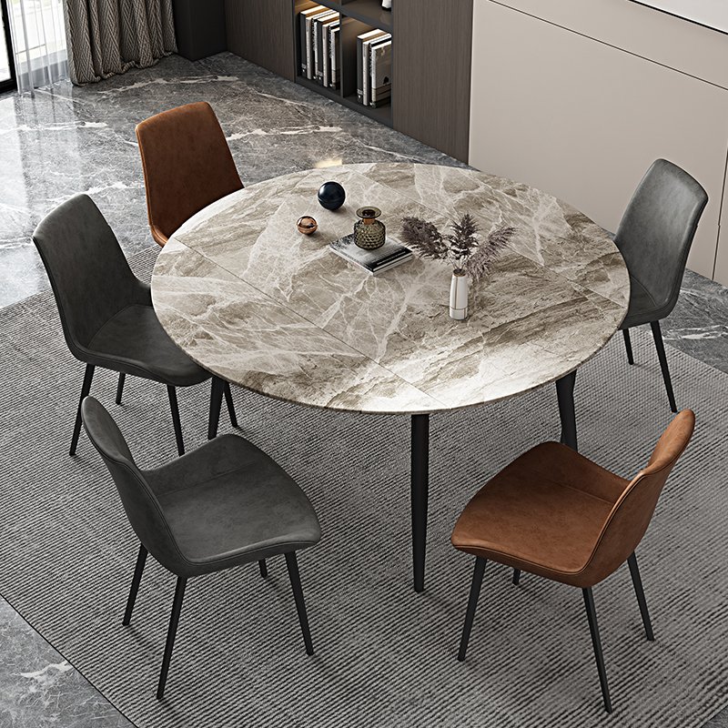 Nordic light luxury simple modern rock plate table home restaurant size extremely round dining table and chair