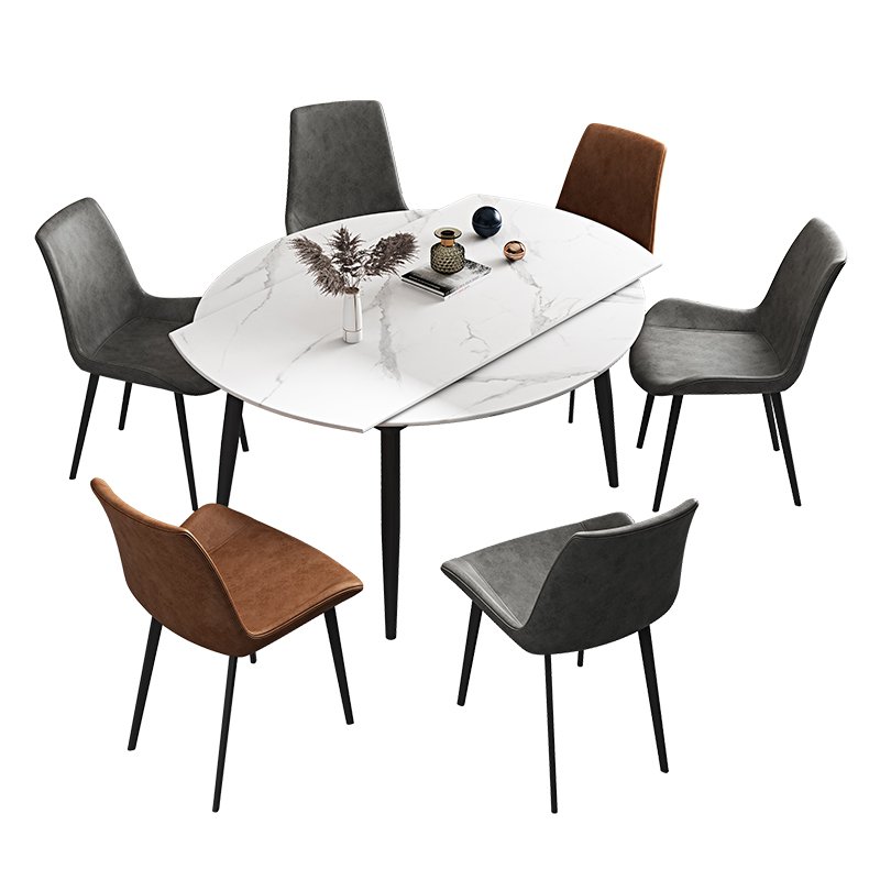 Nordic light luxury simple modern rock plate table home restaurant size extremely round dining table and chair