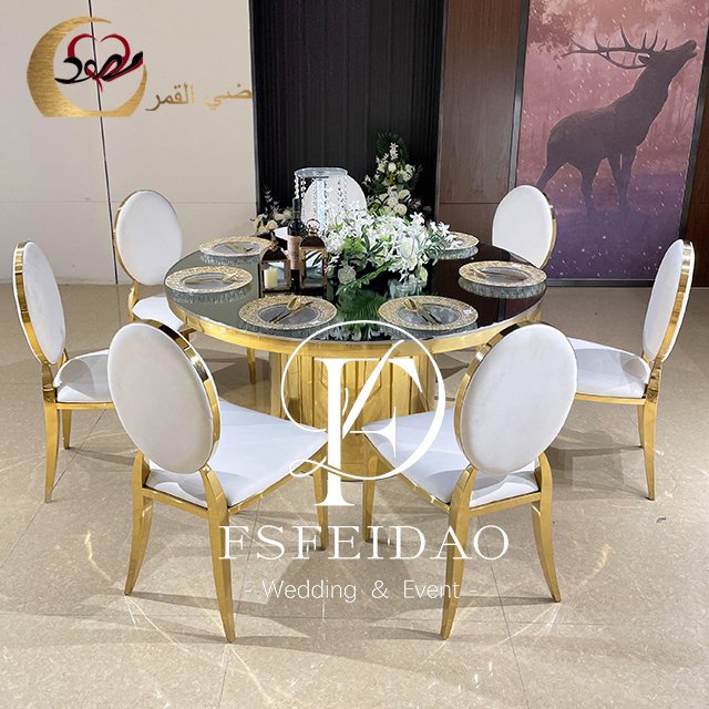 Modern Design Hotel Wedding Event Column Base Round Dining Table