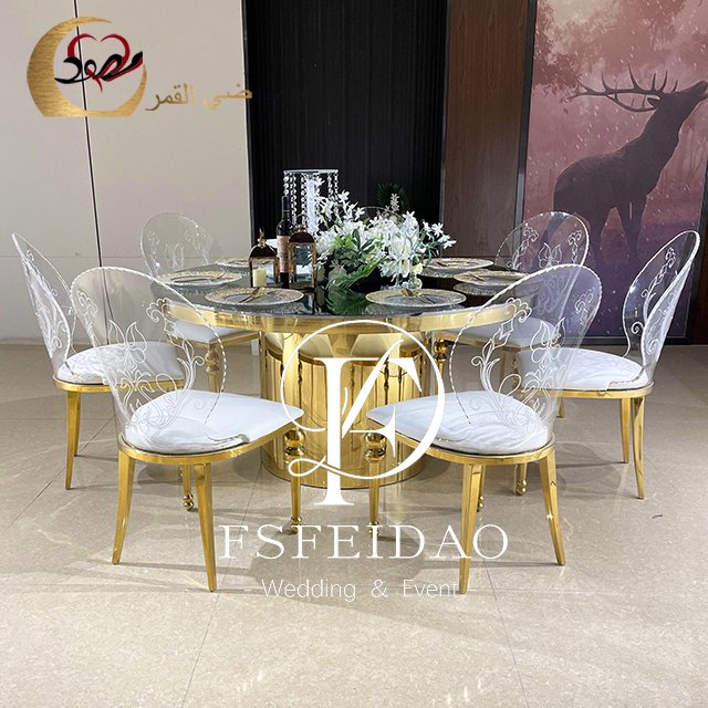 Modern Design Hotel Wedding Event Column Base Round Dining Table
