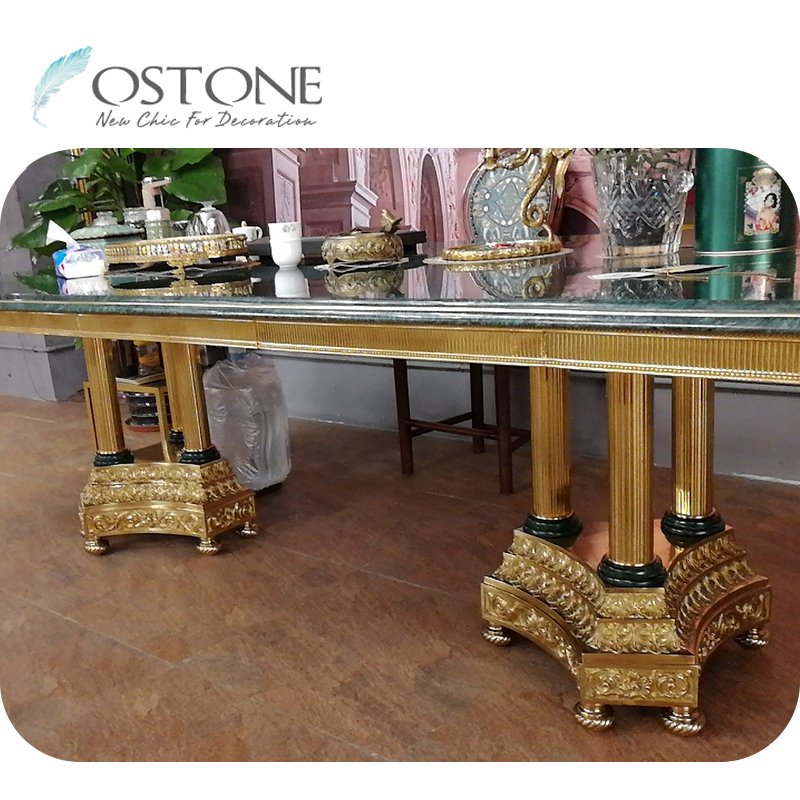 Luxury Unique Design Long Glass Marble Top Dining Table Furniture