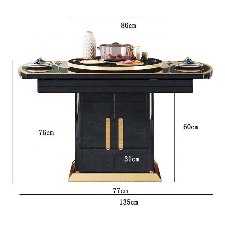 Modern Luxury Round 6 chair dining table With Stainless Steel Leg for home furniture