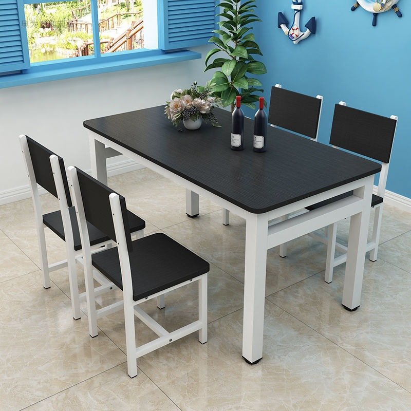 Small Apartment Square Dinner steel Wood Lunch dining Tables Chair Set