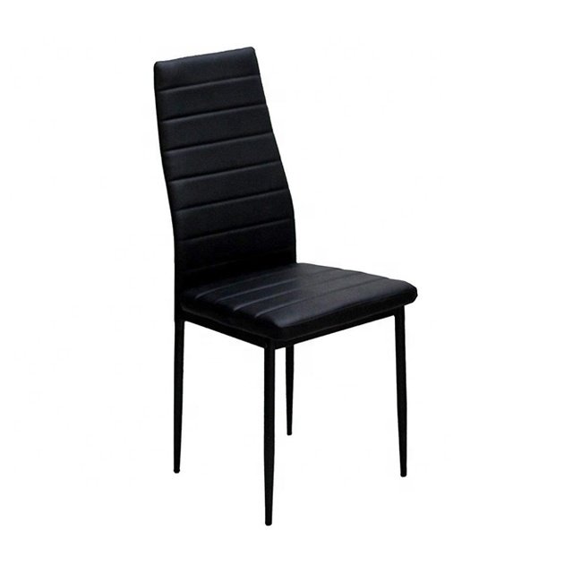 7 Piece Black Glass Dining Table Set With 6 Faux Leather Chair for Kitchen Dining Room
