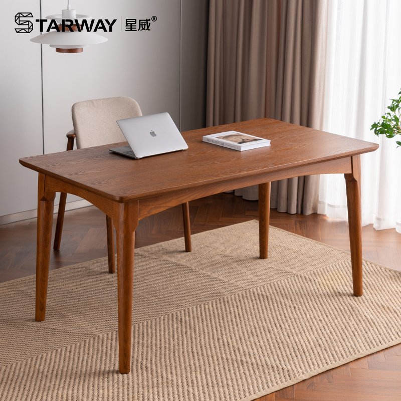 Modern Solid Wood MDF 4-Seater Dining Table Set Simple Design Rectangle Wood Style for Office or Dining/Living Room-Wholesale