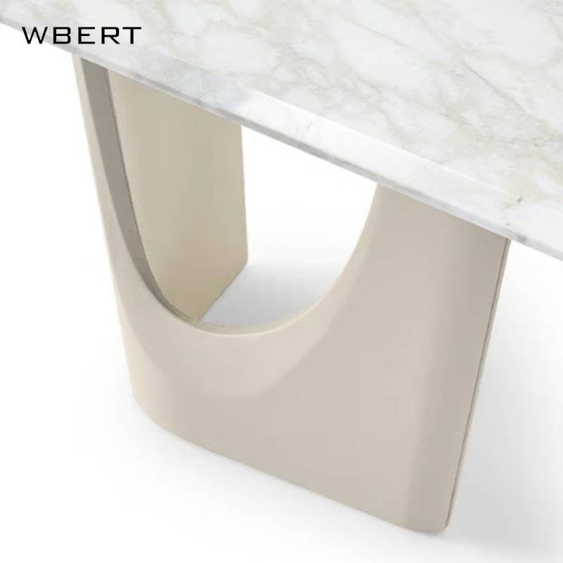 WBERT Modern Minimalist Italian Villa Furniture with Solid Wood Legs Luxury Simple Design Marble Dining Table