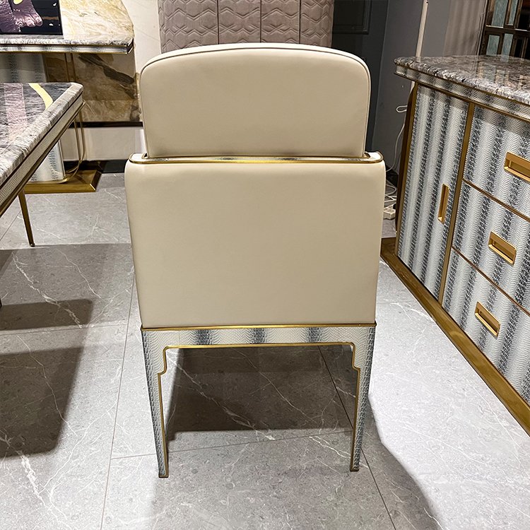 Fashionable Elegant Stable Base Dining Room Furniture Marble Dining Table With 6 Chair Stainless Steel Rectangle Dining table