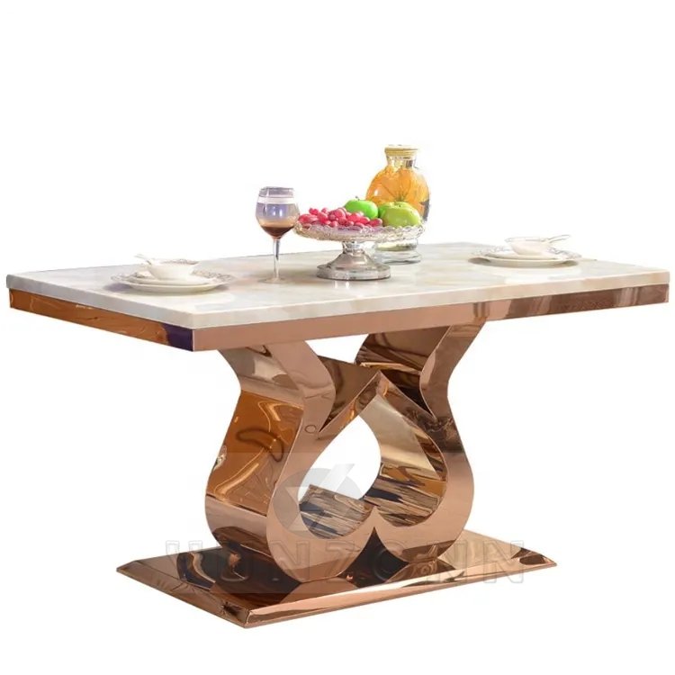Hot Sale Dining Table Set with Marble Top and Stainless Steel Frame for Wedding Hotel or Restaurant Furniture