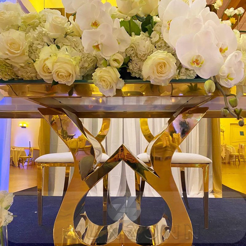 Hot Sale Dining Table Set with Marble Top and Stainless Steel Frame for Wedding Hotel or Restaurant Furniture