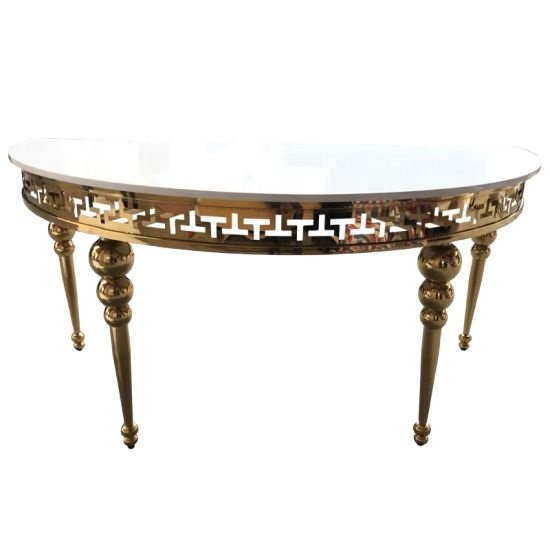 Half moon wedding bridal dining tables with glass top