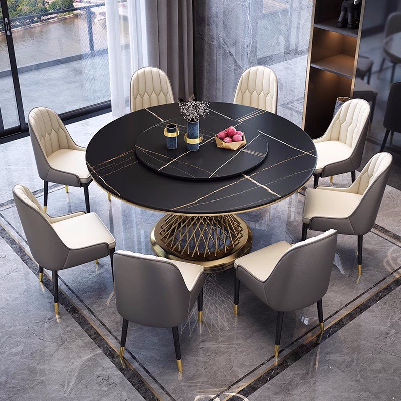 Modern 6 chairs sest marble table top marble dining table
