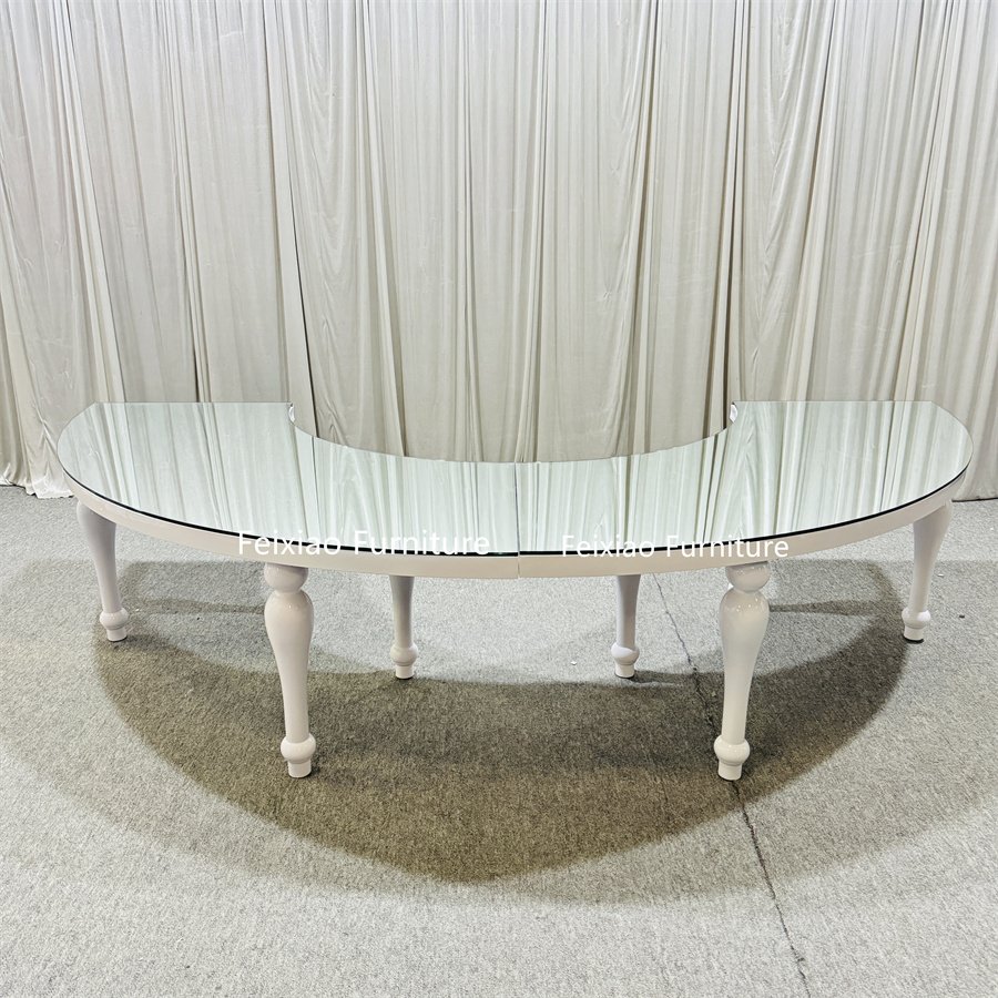 Big Round Half Moon Shape White Stainless Steel Wedding Event Dining Tables