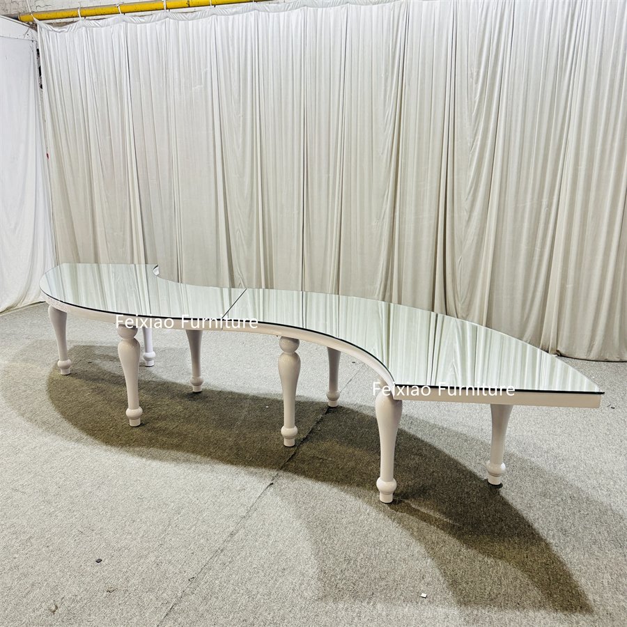 Big Round Half Moon Shape White Stainless Steel Wedding Event Dining Tables