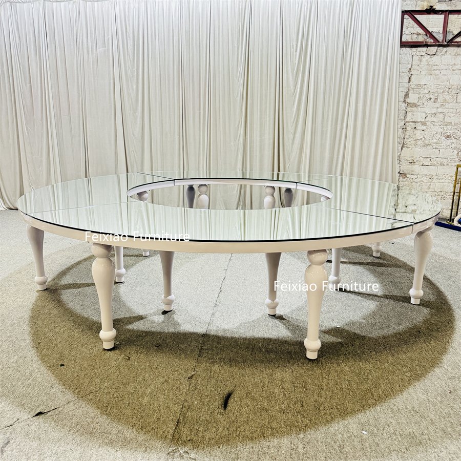 Big Round Half Moon Shape White Stainless Steel Wedding Event Dining Tables