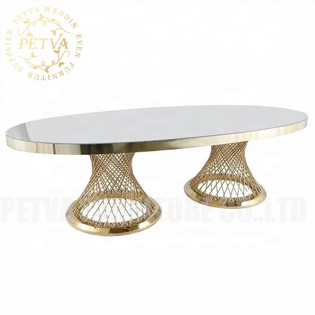 Mirror Glass Party Supplies Wedding Table and Chair Bridal Tables Woven Bag Dining Table Dining Room Furniture Modern 2pcs PETVA