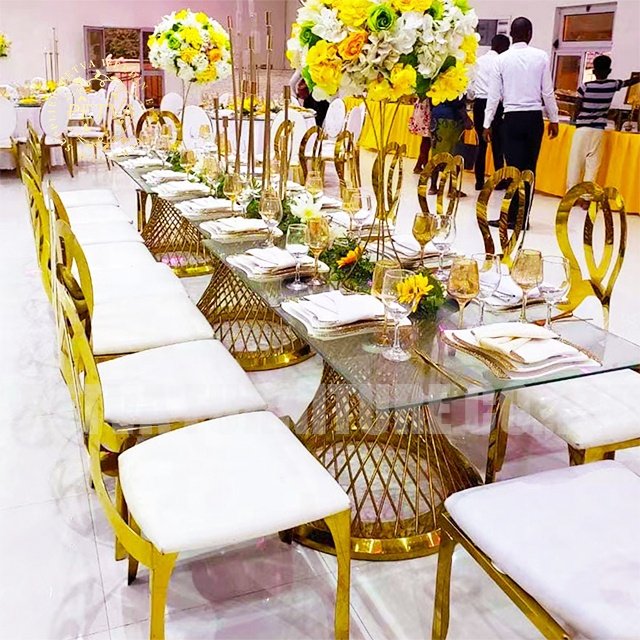 Mirror Glass Party Supplies Wedding Table and Chair Bridal Tables Woven Bag Dining Table Dining Room Furniture Modern 2pcs PETVA