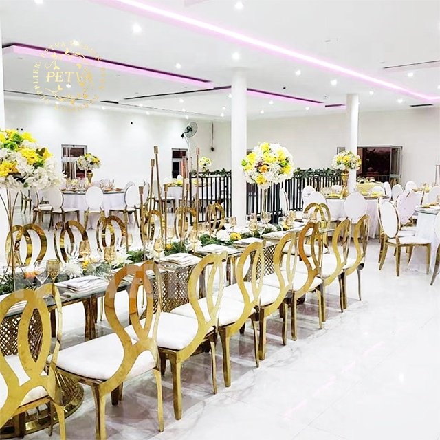 Mirror Glass Party Supplies Wedding Table and Chair Bridal Tables Woven Bag Dining Table Dining Room Furniture Modern 2pcs PETVA