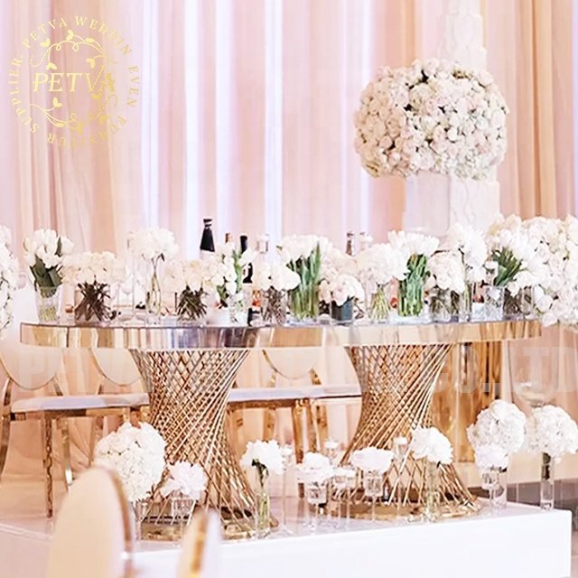Mirror Glass Party Supplies Wedding Table and Chair Bridal Tables Woven Bag Dining Table Dining Room Furniture Modern 2pcs PETVA