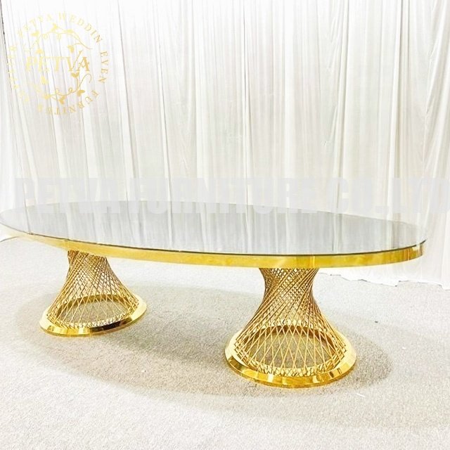 Mirror Glass Party Supplies Wedding Table and Chair Bridal Tables Woven Bag Dining Table Dining Room Furniture Modern 2pcs PETVA