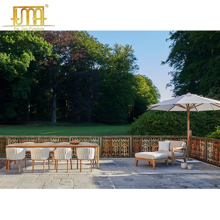 Outdoor Furniture Teak Wood Dining Table Garden Rope Weaving Dining Chair