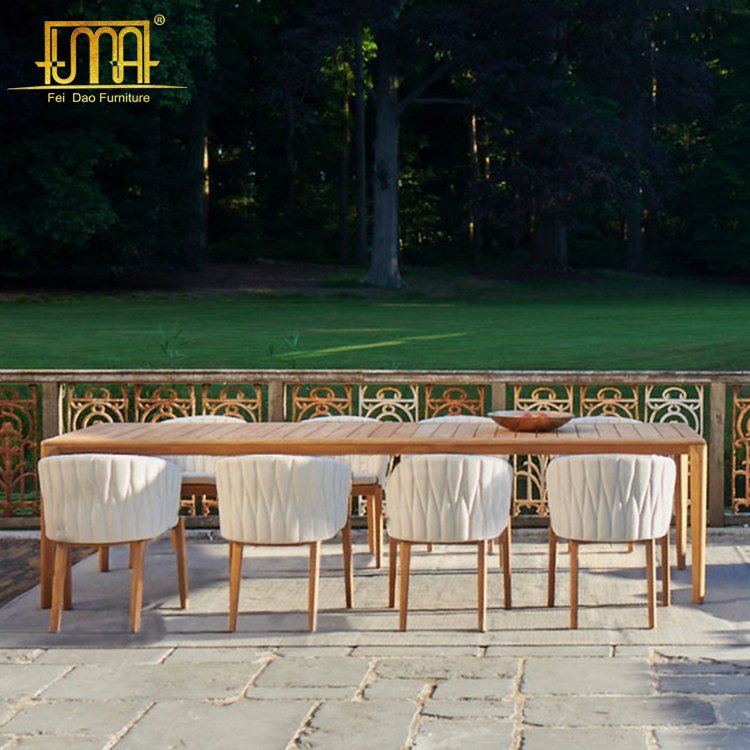 Outdoor Furniture Teak Wood Dining Table Garden Rope Weaving Dining Chair