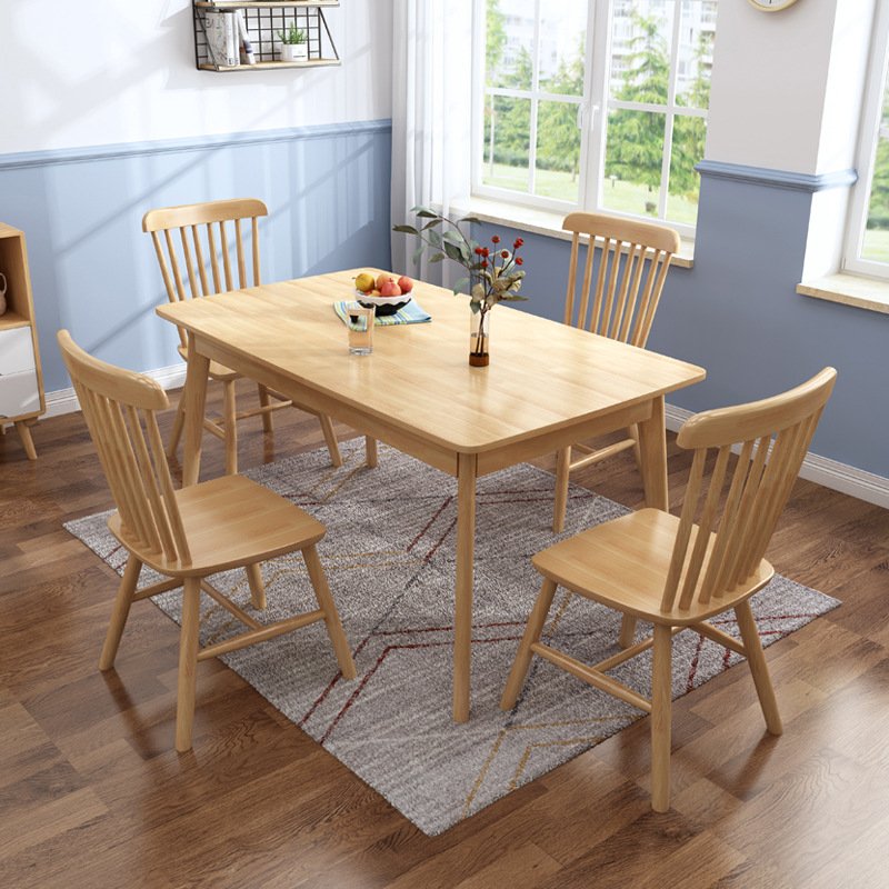 Modern Design Solid Wood Dining Table Set 6 Chairs for Kitchen Bar Canteen School Restaurant or Hotel Use