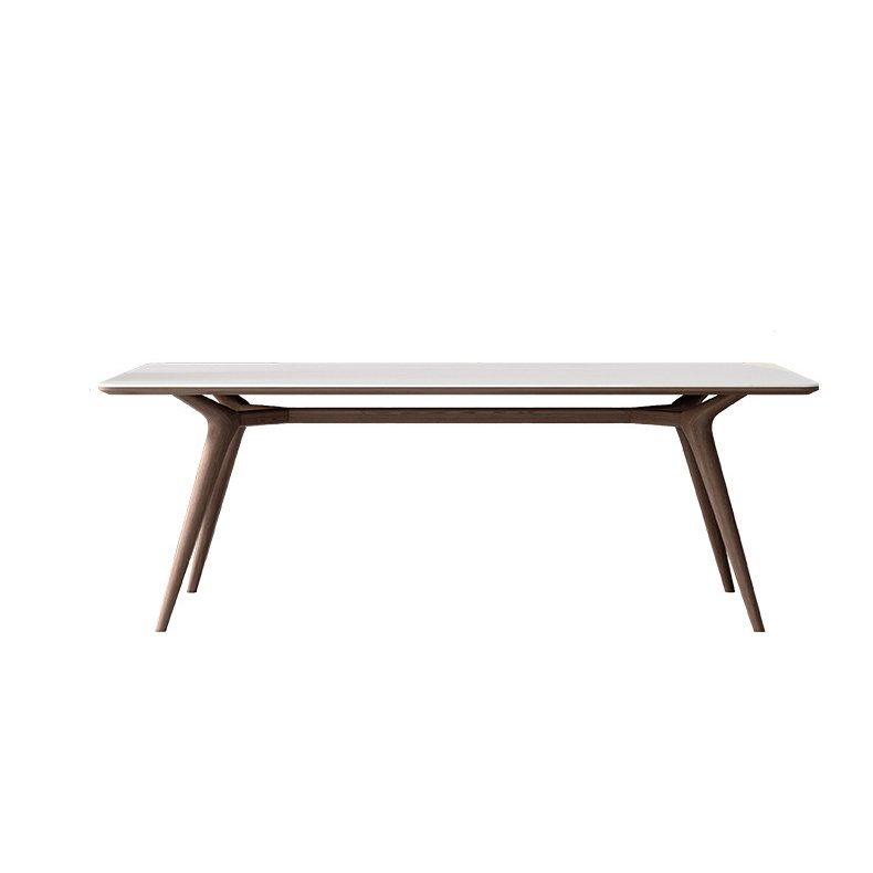 Nordic Solid Wood Dining Room Furniture Sintered Stone Dining Table Set Modern Luxury Rectangle Dinner Table Home Furniture 1.6m