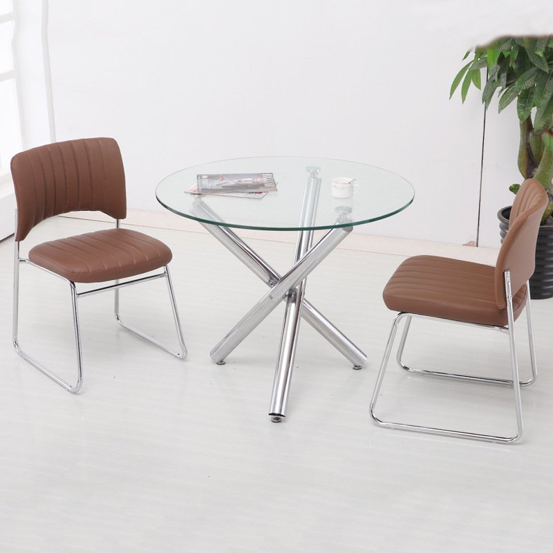 High quality durable and classic round glass dining table set with 4 chairs