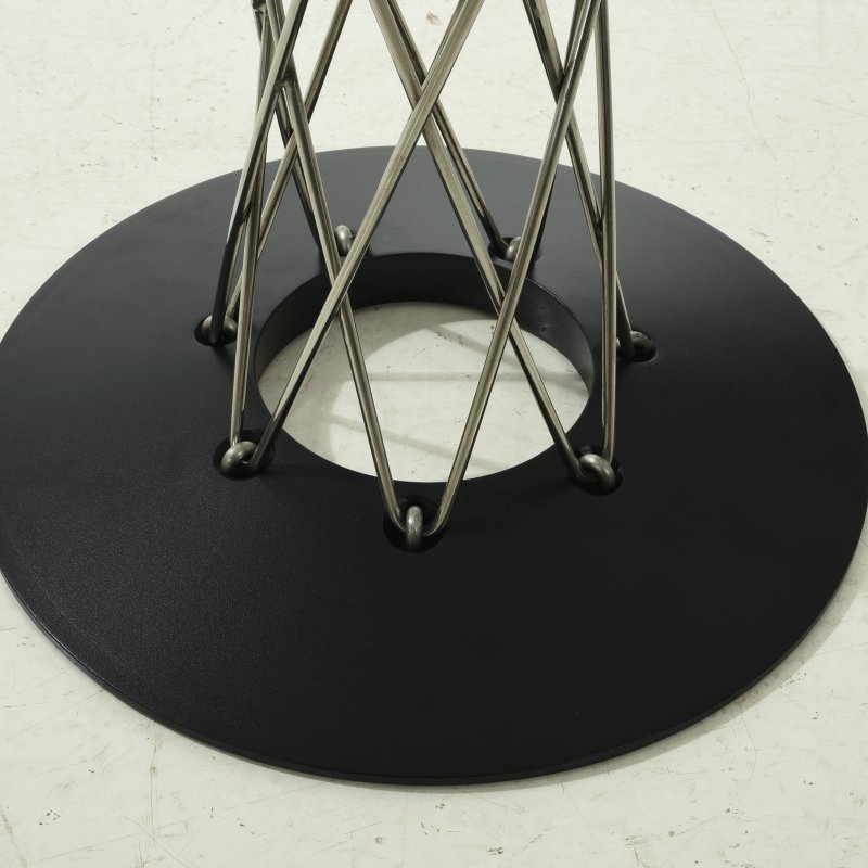 Modern rounded wood top with painted black metal frame with powder coated base RT-413