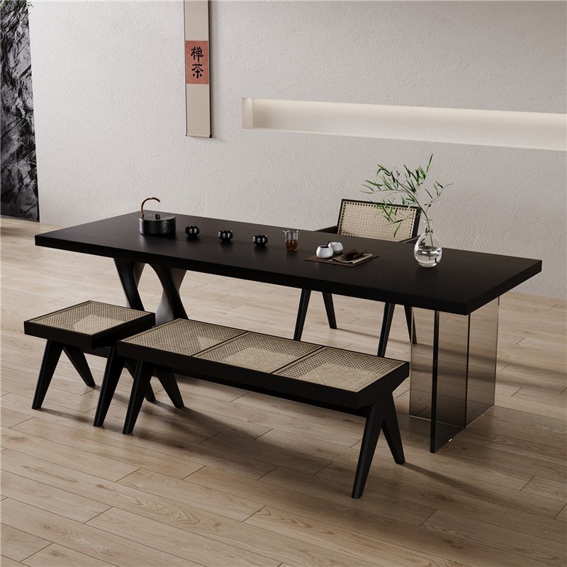 New design solid wood black table classic table dining house dining table rustic