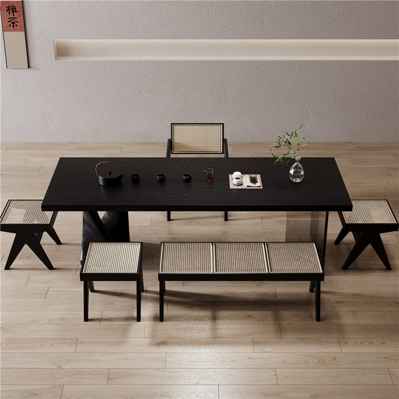 New design solid wood black table classic table dining house dining table rustic