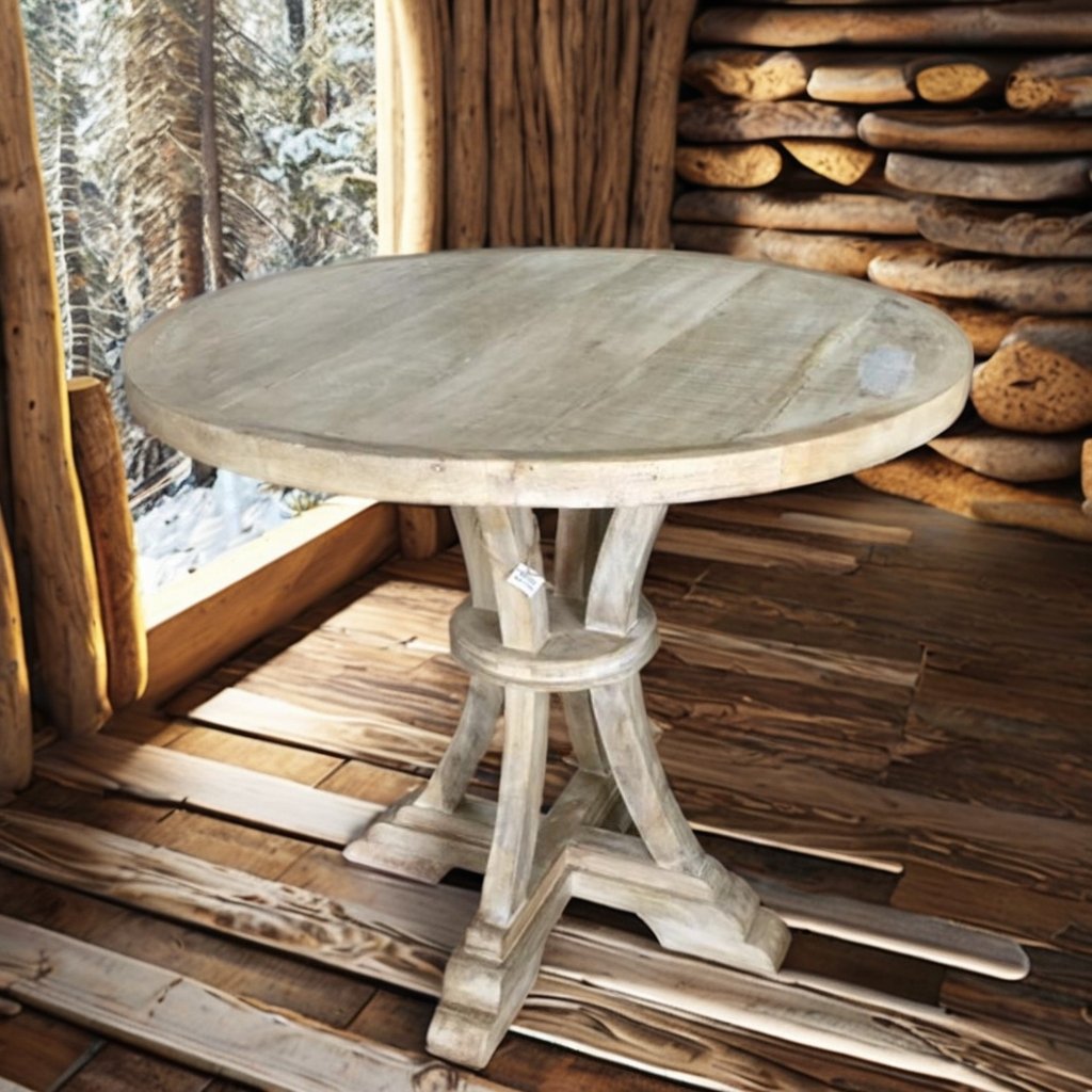 2024 Round Dining Table with Wooden Crafts Legs Dining Room Living Room Restaurant Furniture for Outdoor Mall Use
