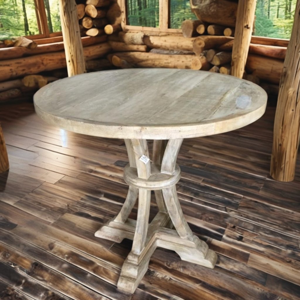 2024 Round Dining Table with Wooden Crafts Legs Dining Room Living Room Restaurant Furniture for Outdoor Mall Use