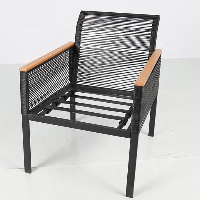OUTDOOR GARDEN FURNITURE 4PCS FULL STEEL PLASTIC RATTAN SOFA CHAIR AND TABLE SET