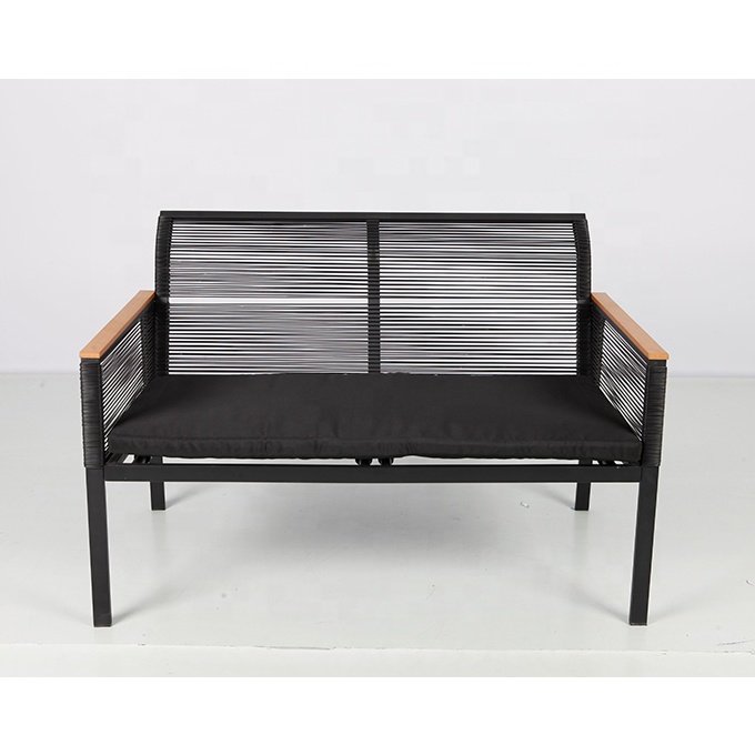 OUTDOOR GARDEN FURNITURE 4PCS FULL STEEL PLASTIC RATTAN SOFA CHAIR AND TABLE SET