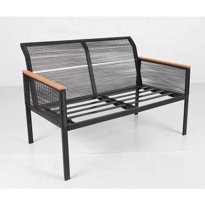 OUTDOOR GARDEN FURNITURE 4PCS FULL STEEL PLASTIC RATTAN SOFA CHAIR AND TABLE SET