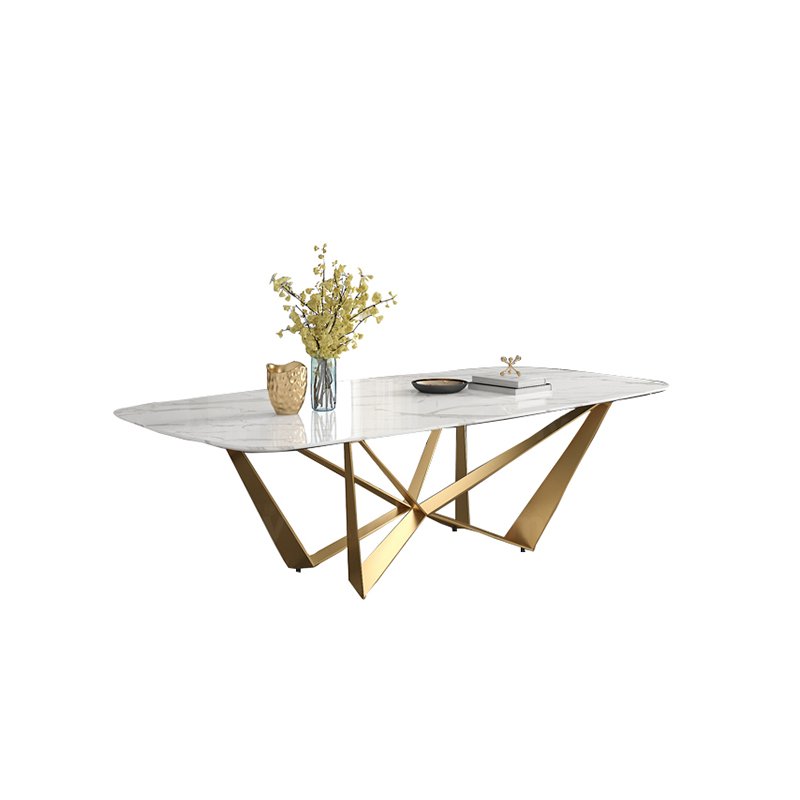 luxury dining room table and chairs set with golden leg Marble top dining tables