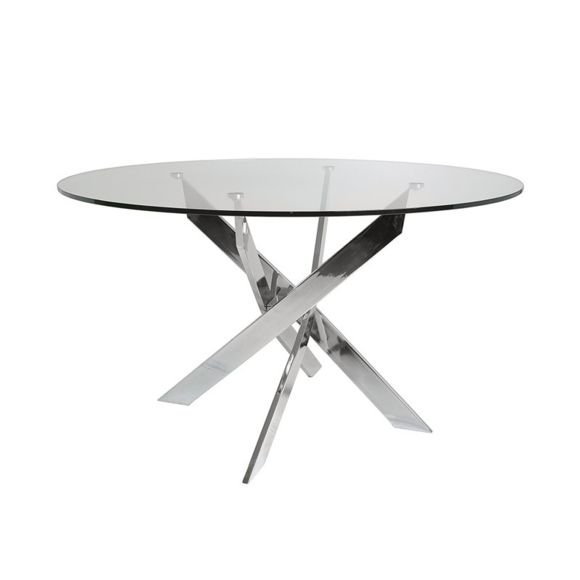 best price breakfast room small round kitchen table modern chromed legs clear glass dining table